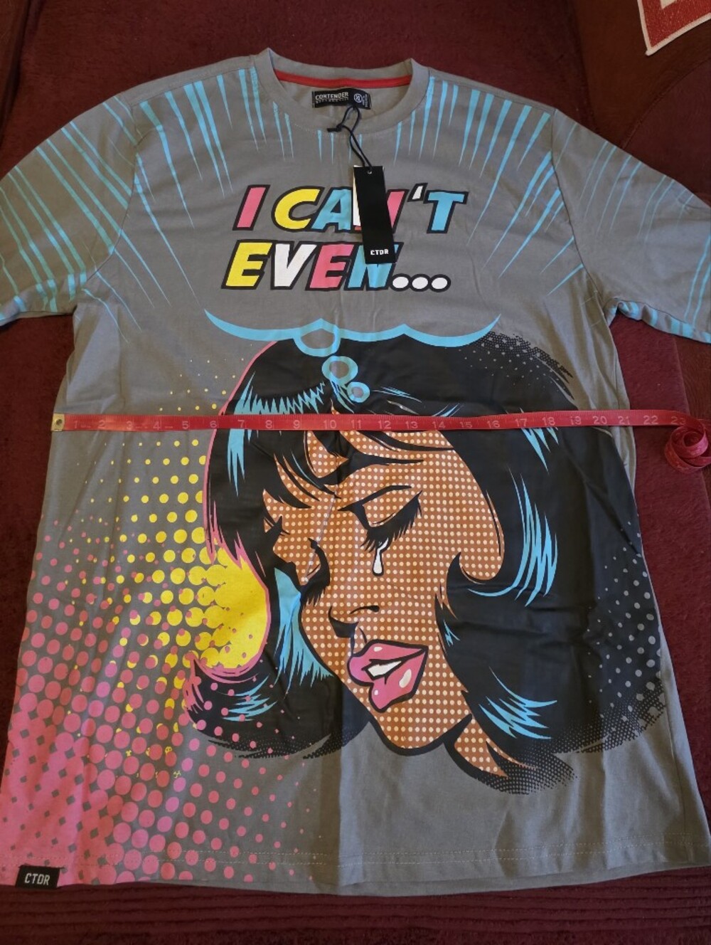 Contender Xl Men Grey Graphic Tee with Bright Stripes Pop Art